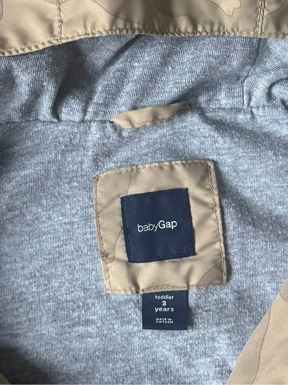 GAP Tan Camo Hooded Windbreaker Jacket